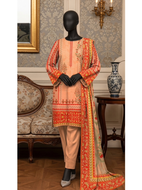 Printed Pashmina Shirt Shalwar Dupatta - Image 3